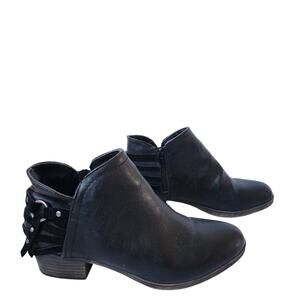 Sugar Twinning Booties Womens Size 8 M Black Leather Ankle Boots Side Zip